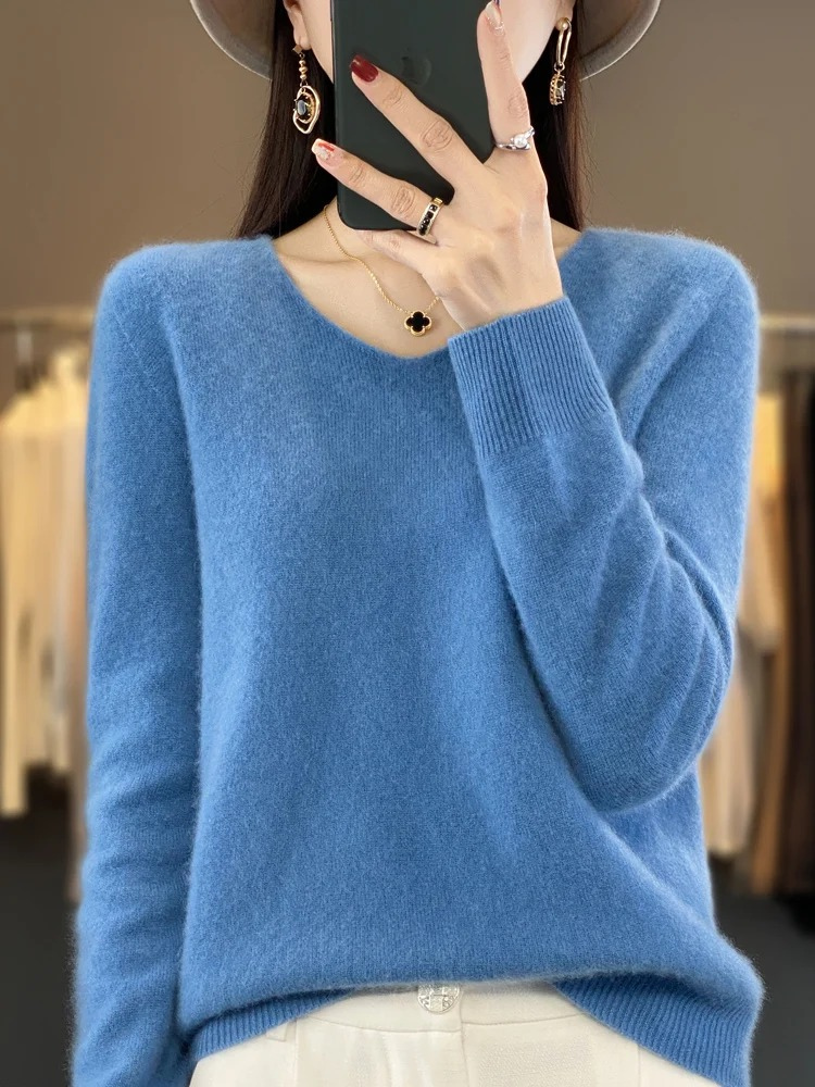 Karen | Women's Elegant Cashmere Pullover with V Neck