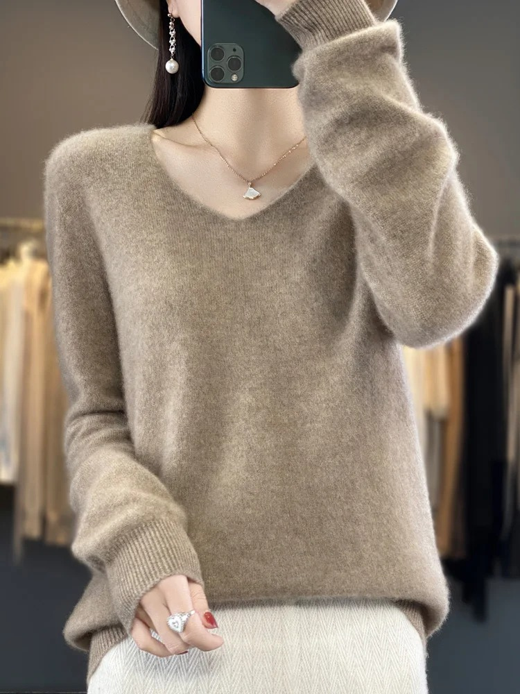 Karen | Women's Elegant Cashmere Pullover with V Neck