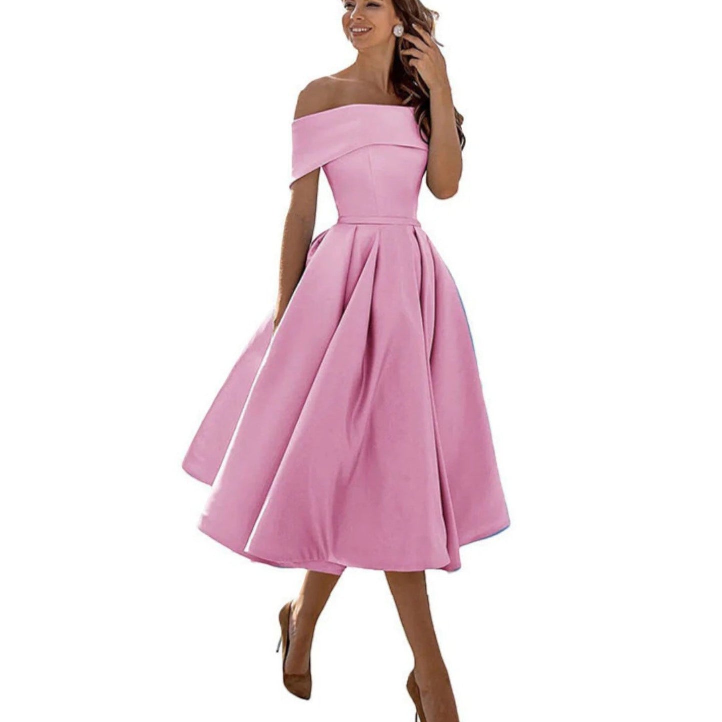 Paisley | Women’s off shoulder cocktail midi dress
