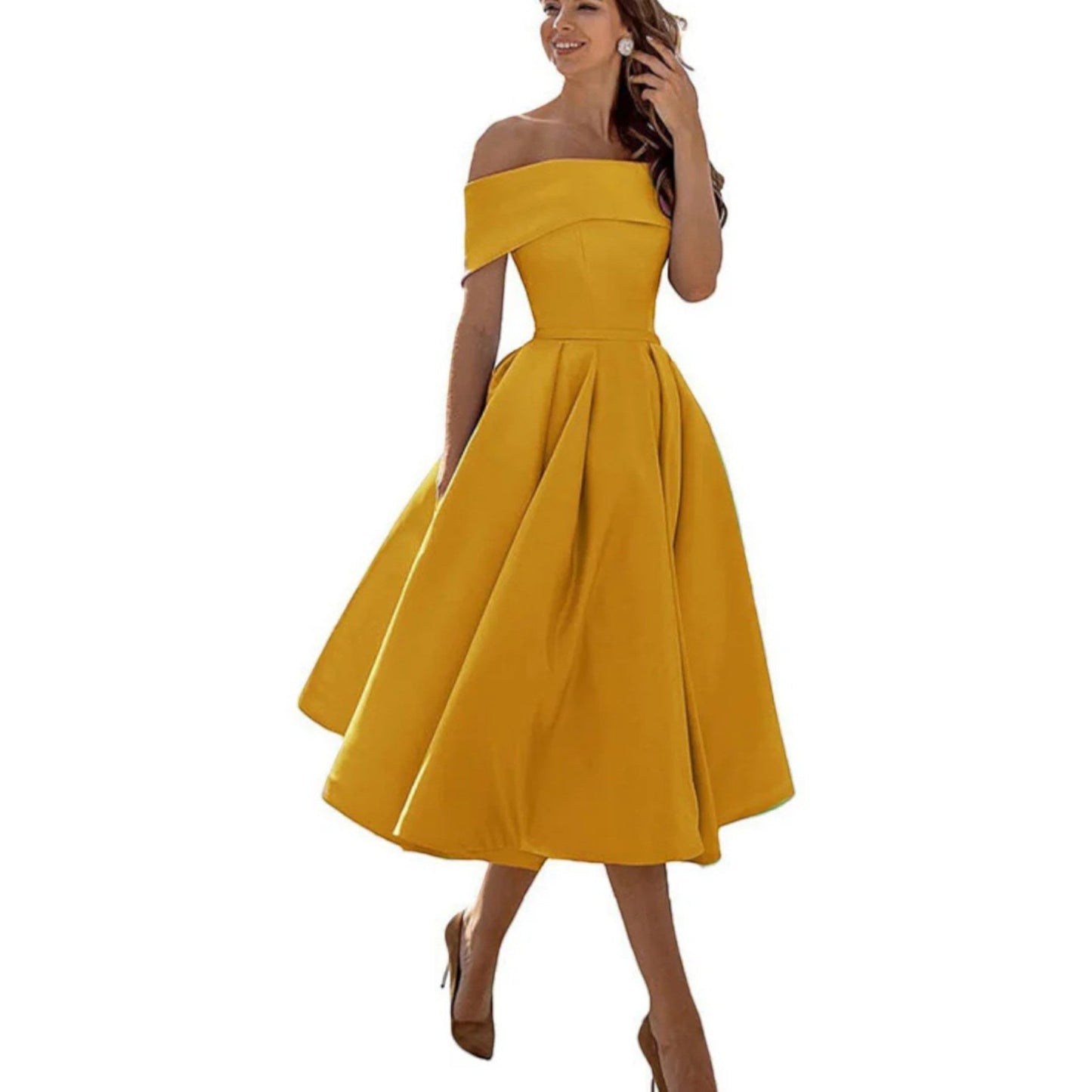 Paisley | Women’s off shoulder cocktail midi dress