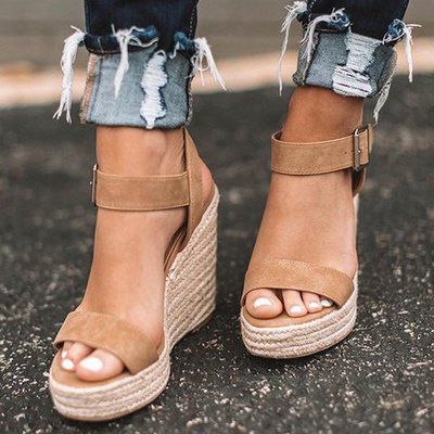 Elmira | Women Wedge Sandals with Open Toe and Ankle Strap Design