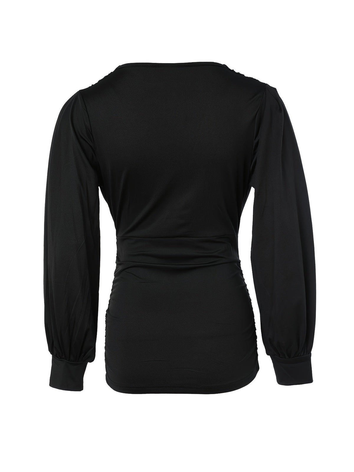 Heather | Deep V-Neck Ruched Long Sleeve Top