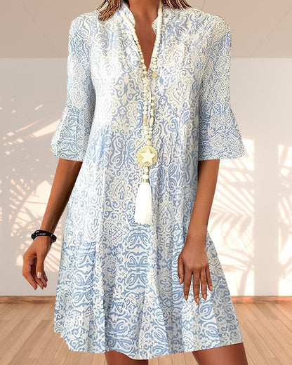 Vayda | Women’s Short Sleeve Mini Dress with Boho Print
