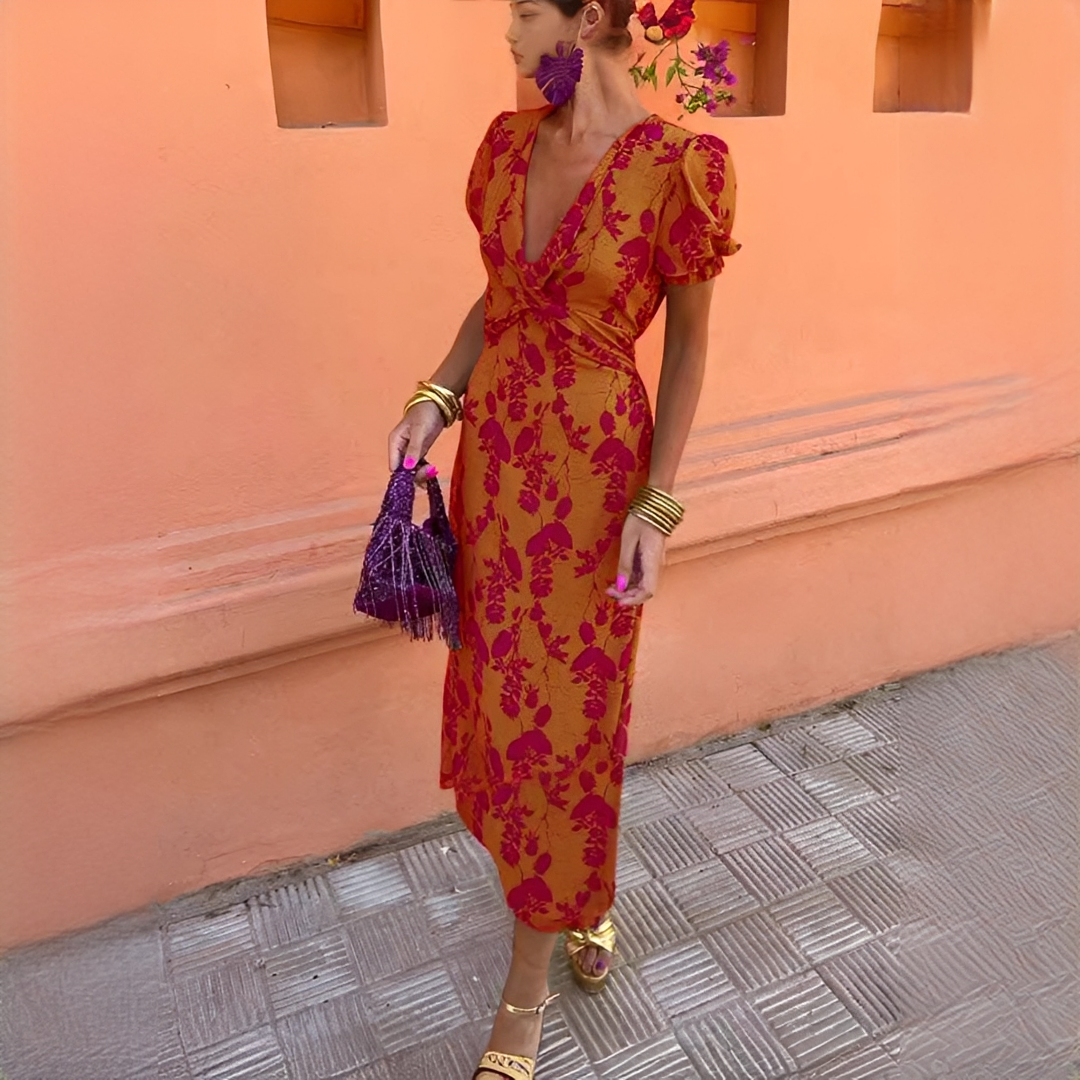 Penelope | Women Elegant Summer Dress with Floral Print