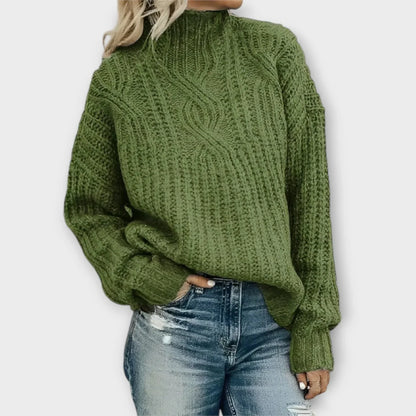 Michelle | Modern Cable Knit Sweater with High Neck