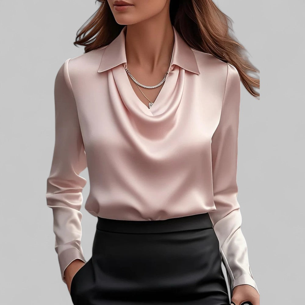 Victoria | Women’s Elegant Satin Blouse With Long Sleeves