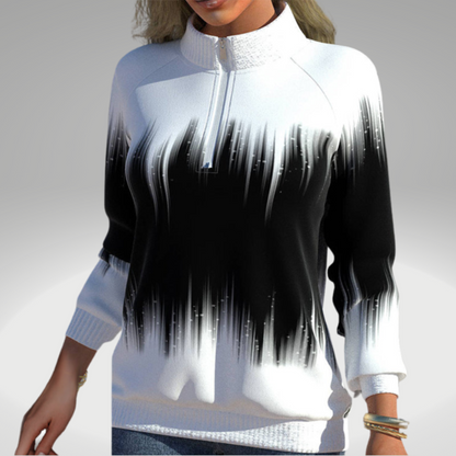 Ellie | Autumn Sweatshirt with Stand Collar and Zip Closure