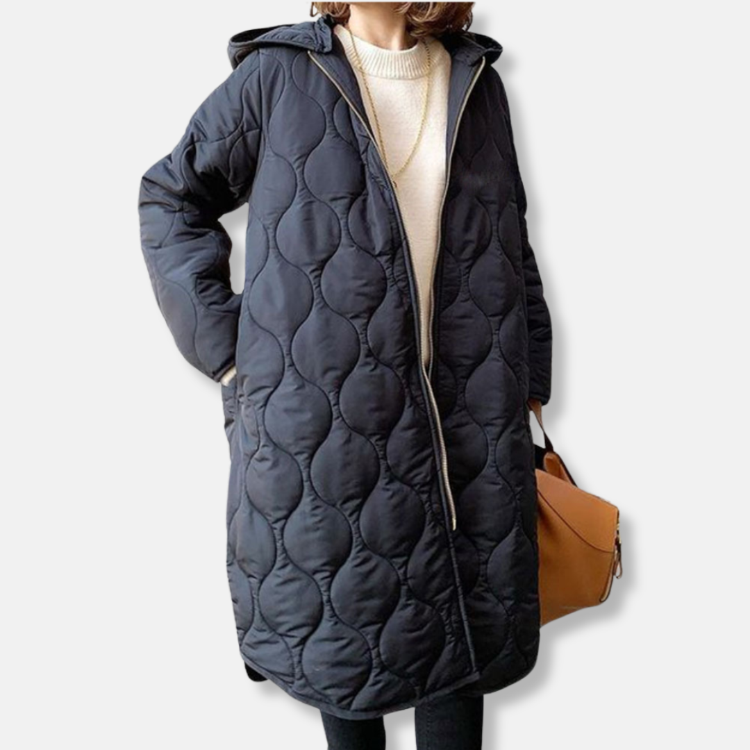 Abigail | Women's Long Quilted Coat with Hood and Oversized Fit
