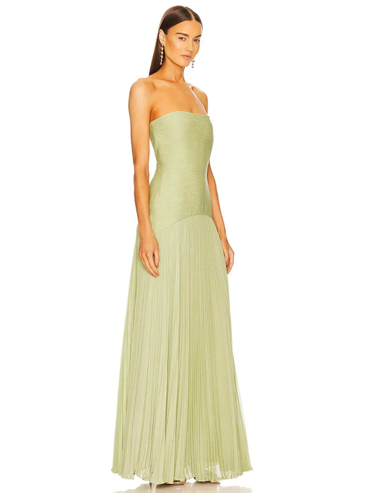 Skylar | Women’s pleated wedding guest maxi dress with strapless fit