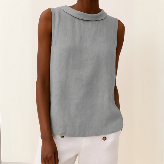 Stella | Sleeveless top with roll collar and clean silhouette