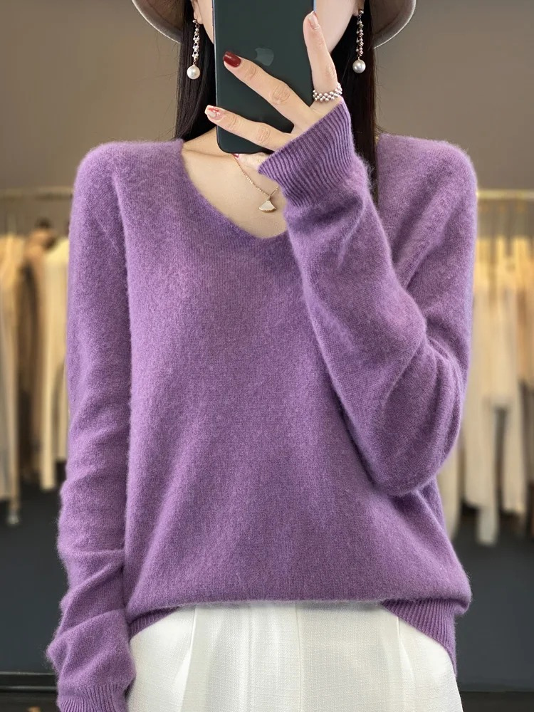 Karen | Women's Elegant Cashmere Pullover with V Neck