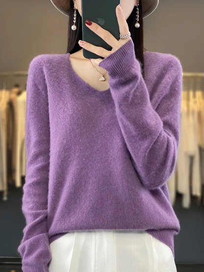 Karen | Women's Elegant Cashmere Pullover with V Neck