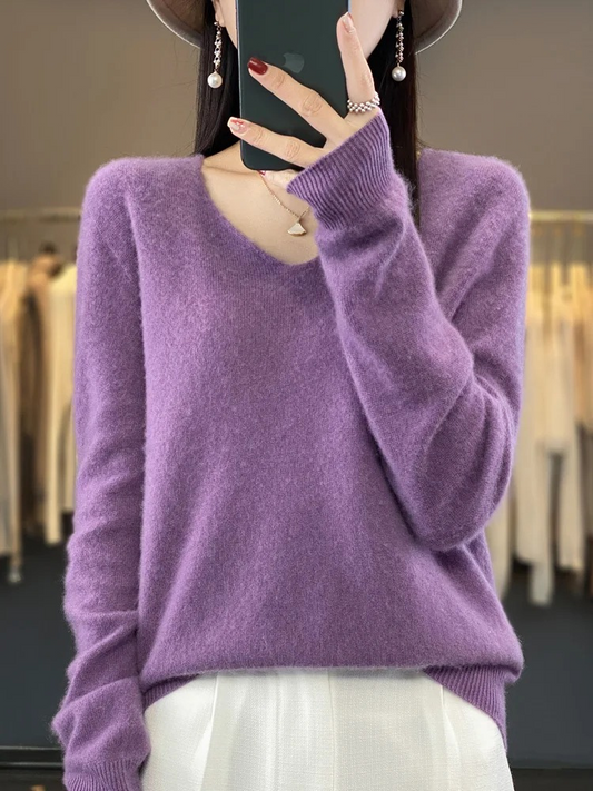 Karen | Women's Elegant Cashmere Pullover with V Neck