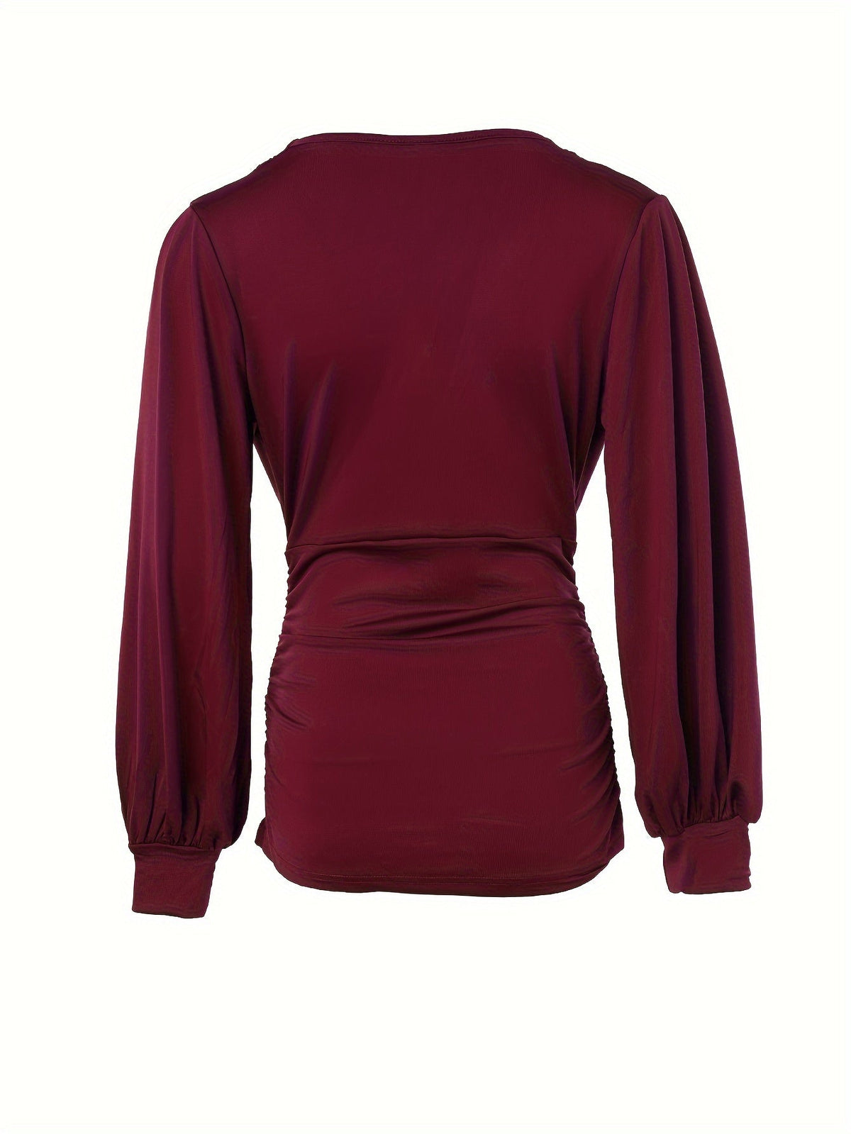 Heather | Deep V-Neck Ruched Long Sleeve Top