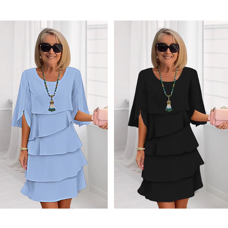 Riley | Women’s chic layered dress with puff sleeves