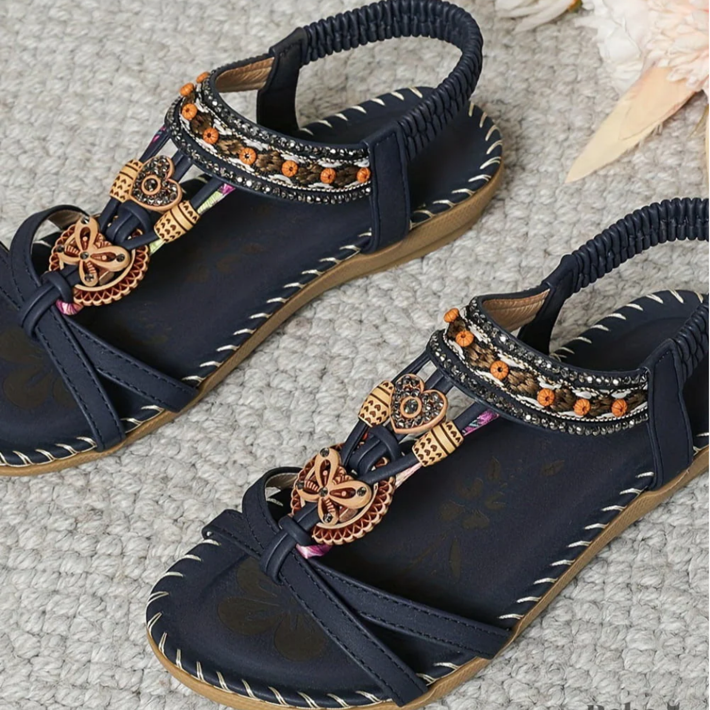 Ellie | Stylish Sandals with Beaded Strap Design