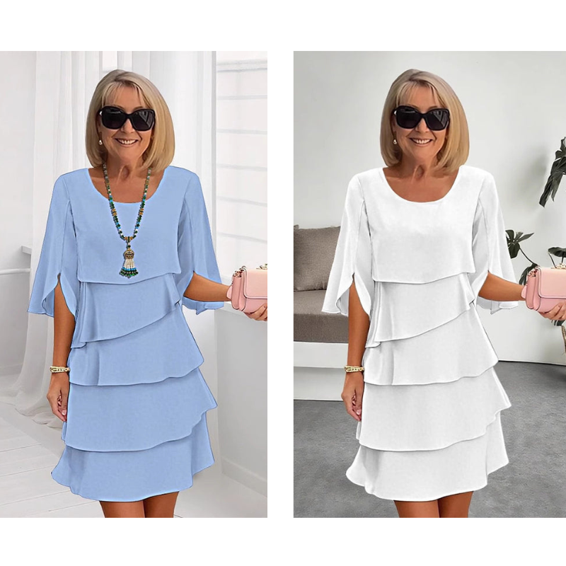 Riley | Women’s chic layered dress with puff sleeves