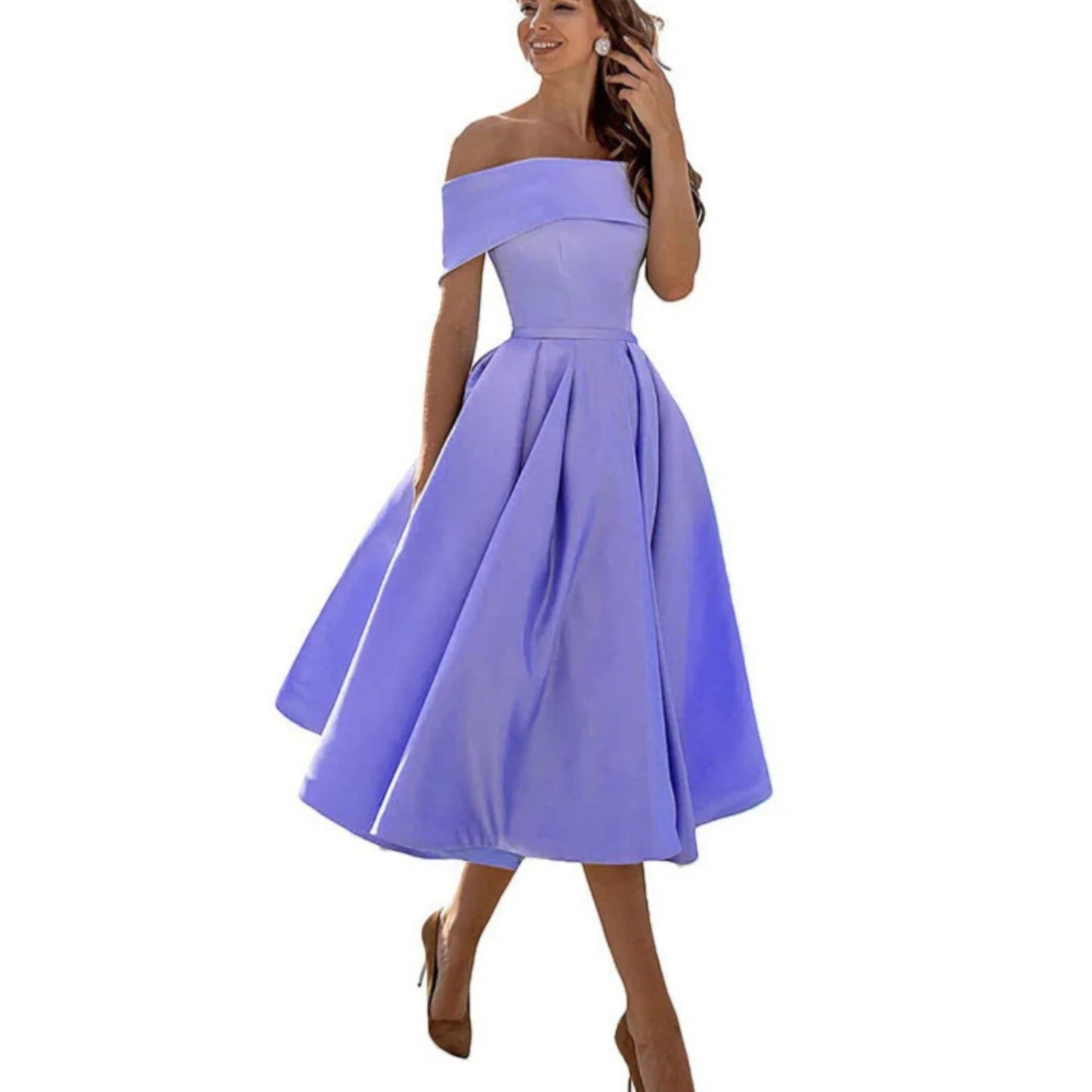 Paisley | Women’s off shoulder cocktail midi dress