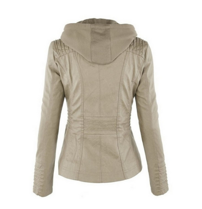 Nicole | Casual Leather Jacket with Zipper Detail