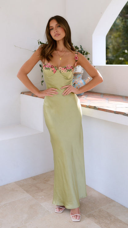 Lily | Women's maxi dress with floral detail and slim straps