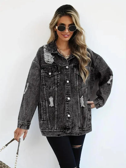Harper | Women's Oversized Denim Jacket with Waterproof Finish