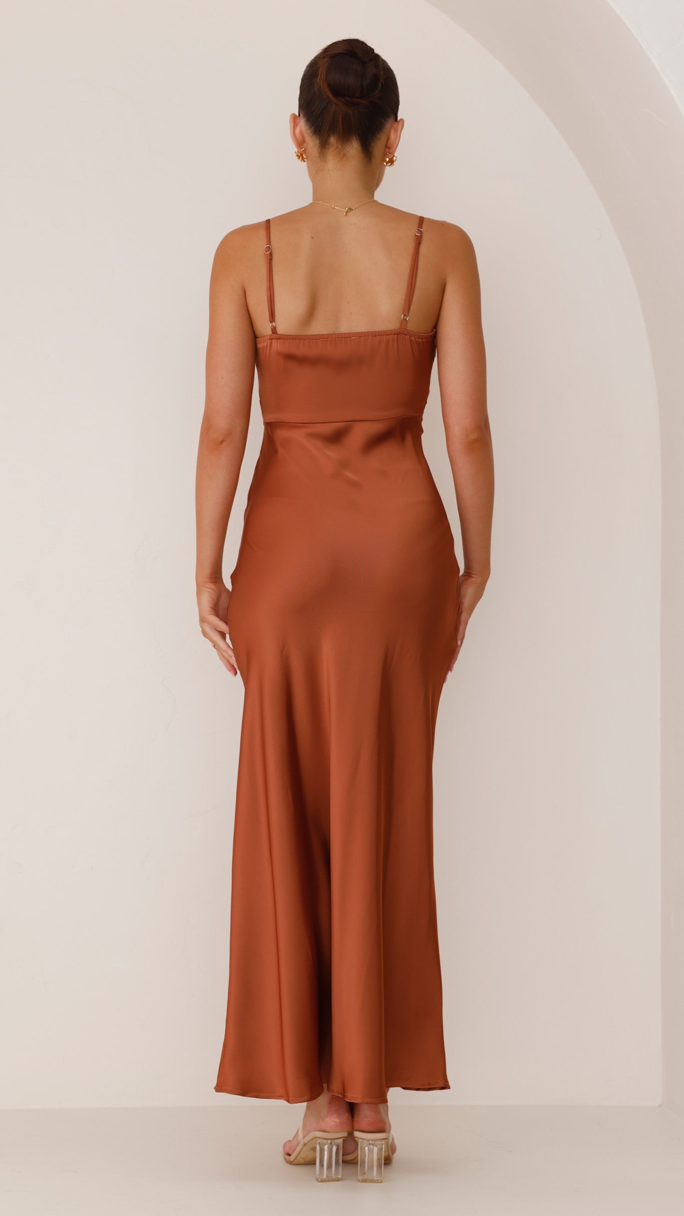 Savannah | Satin maxi dress with spaghetti straps slit
