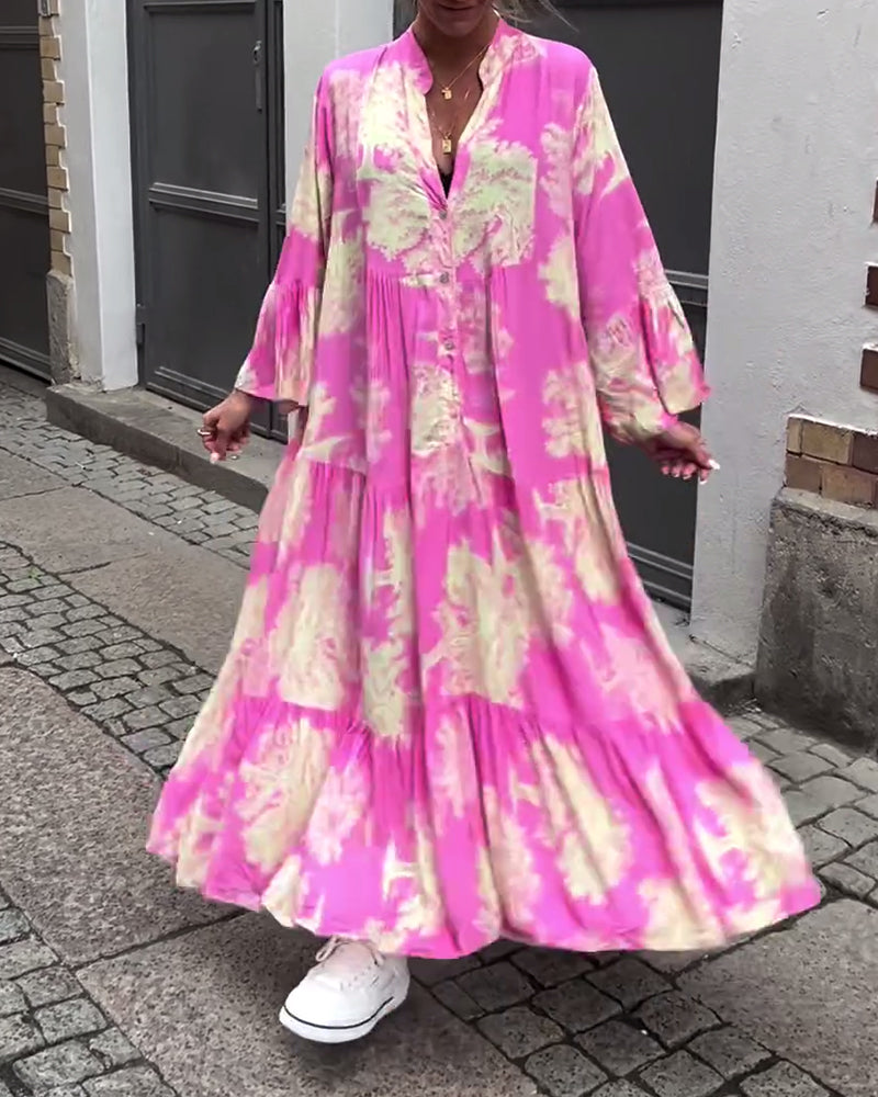 Octavia | Stylish printed maxi dress with ruffle sleeves
