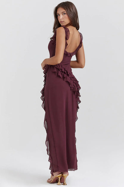 Elora | Women’s Ruffle-Trim Midi Dress | Stylish