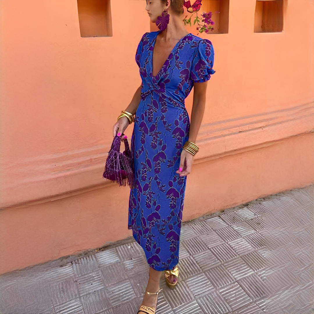 Penelope | Women Elegant Summer Dress with Floral Print