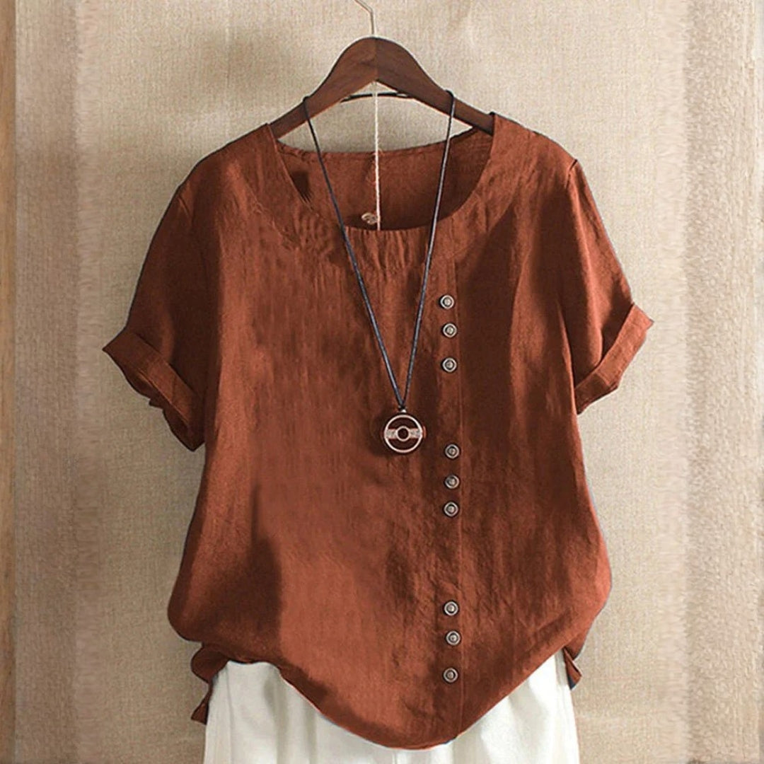 Claire | Women Casual Linen Blouse with Button Detail Design