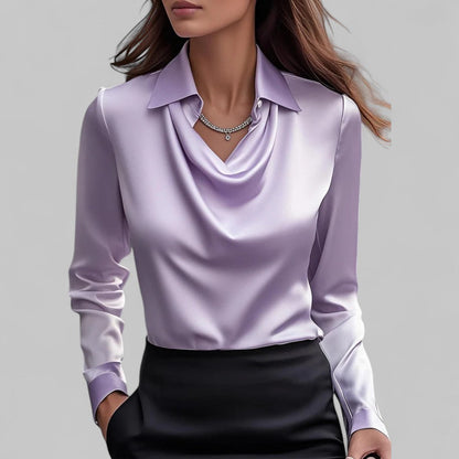 Victoria | Women’s Elegant Satin Blouse With Long Sleeves