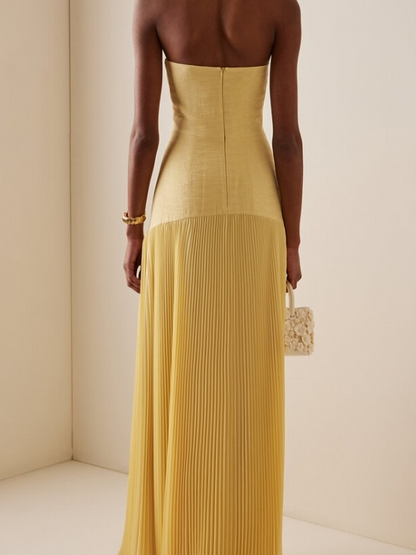 Skylar | Women’s pleated wedding guest maxi dress with strapless fit