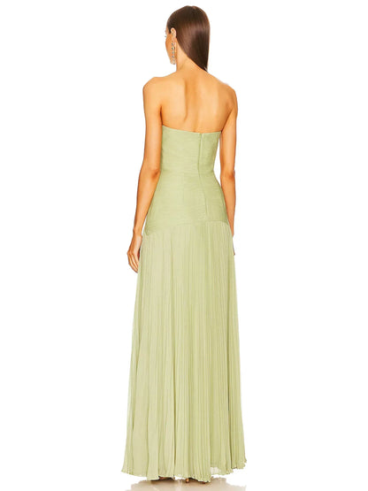 Skylar | Women’s pleated wedding guest maxi dress with strapless fit