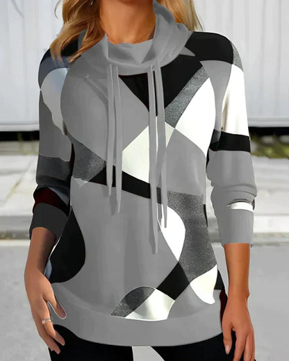 Emma | High Collar Hoodie with Contrast Colorblock