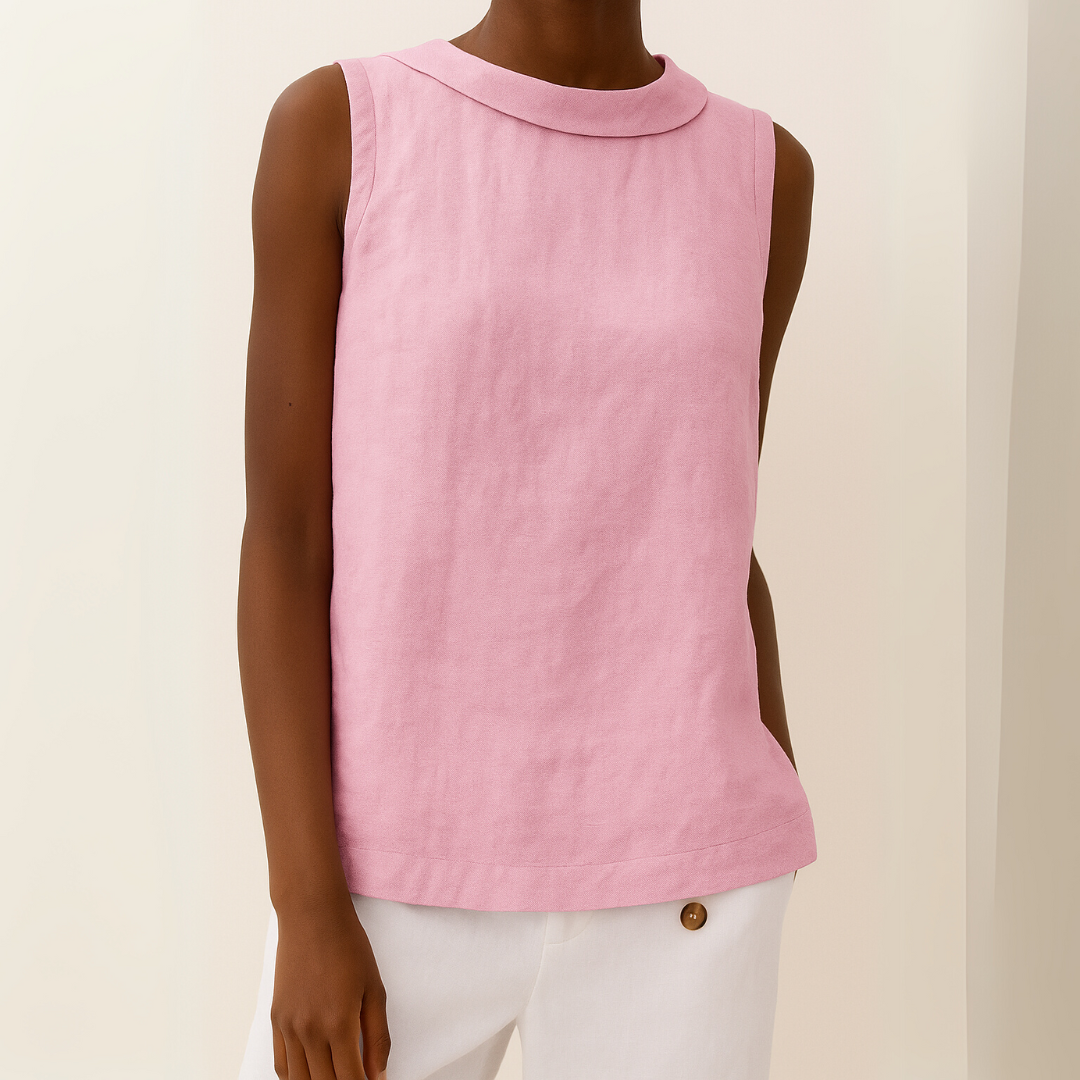 Stella | Sleeveless top with roll collar and clean silhouette