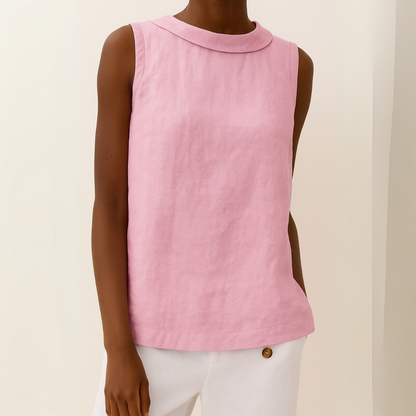 Stella | Sleeveless top with roll collar and clean silhouette