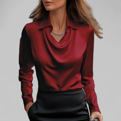 Victoria | Women’s Elegant Satin Blouse With Long Sleeves