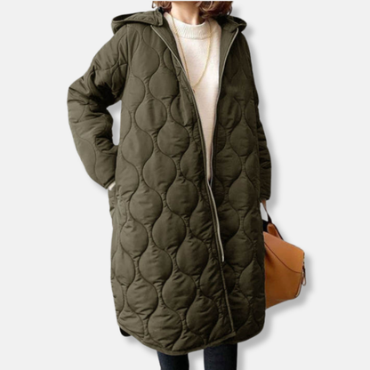 Abigail | Women's Long Quilted Coat with Hood and Oversized Fit