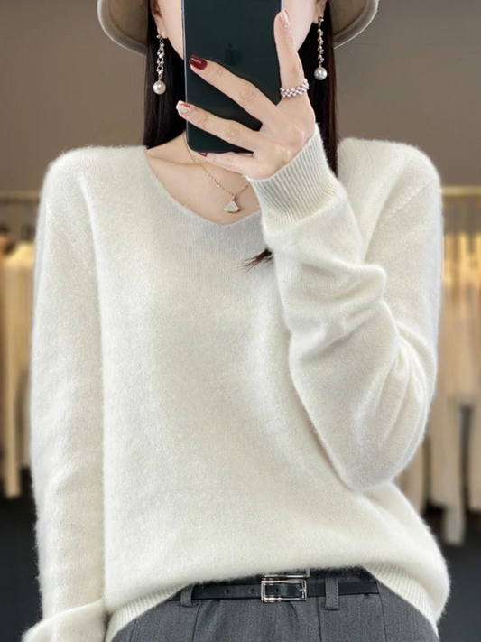 Karen | Women's Elegant Cashmere Pullover with V Neck