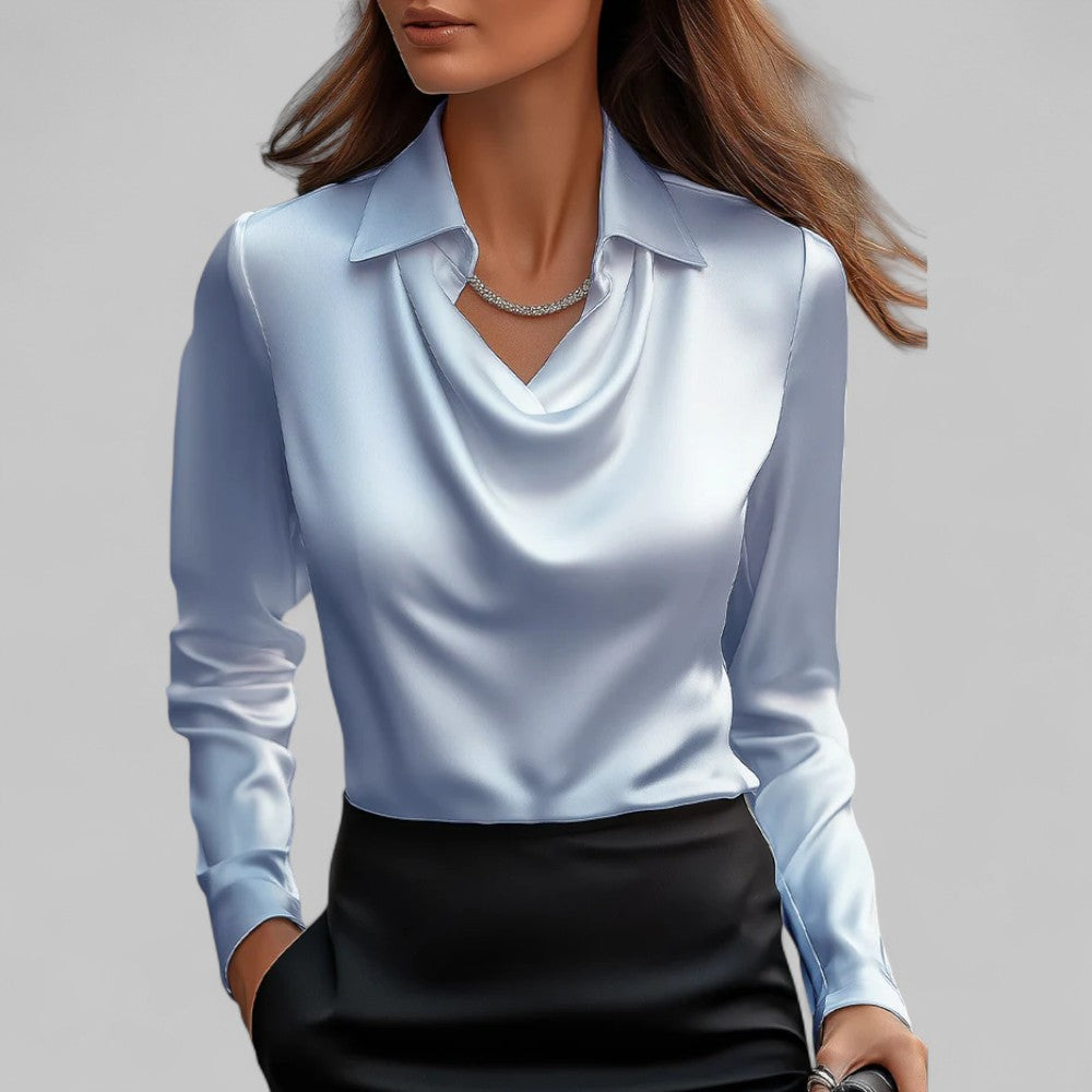 Victoria | Women’s Elegant Satin Blouse With Long Sleeves
