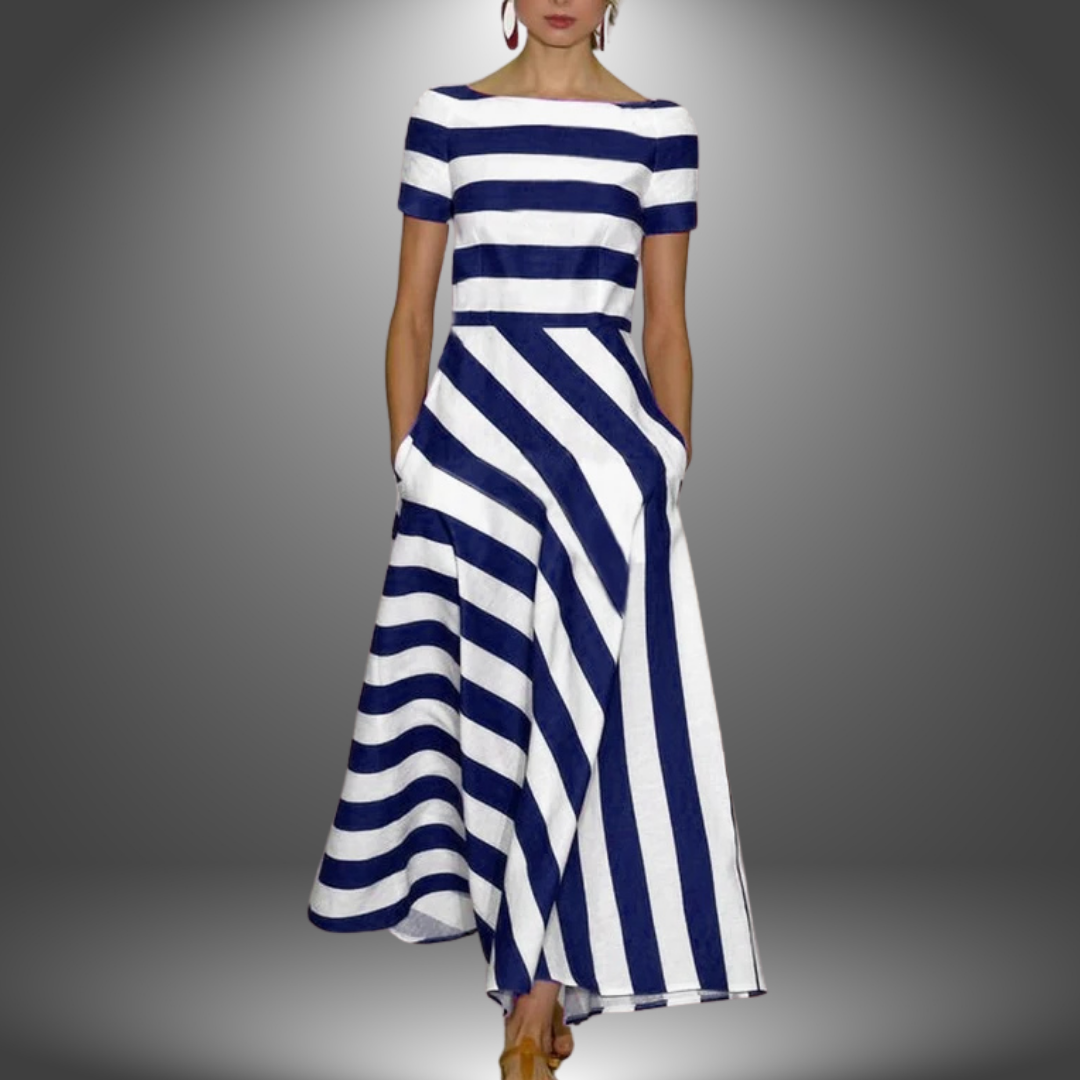 Gianna | Striped Maxi Dress with Handcrafted Design