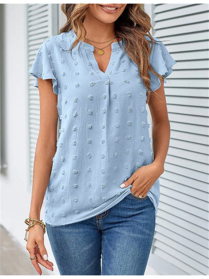 Brighton | Women’s Lightweight V-Neck Blouse with Flutter Sleeves | Breezy