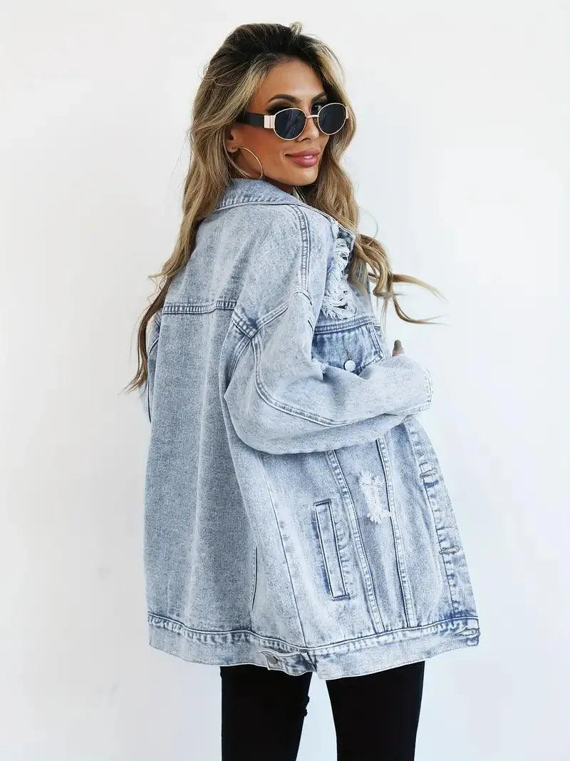 Harper | Women's Oversized Denim Jacket with Waterproof Finish