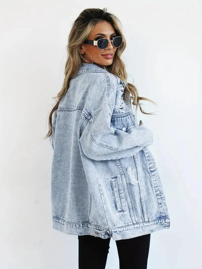 Harper | Women's Oversized Denim Jacket with Waterproof Finish