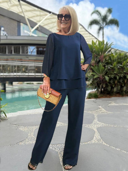 Celine | Women elegant two piece pants set with wide leg fit