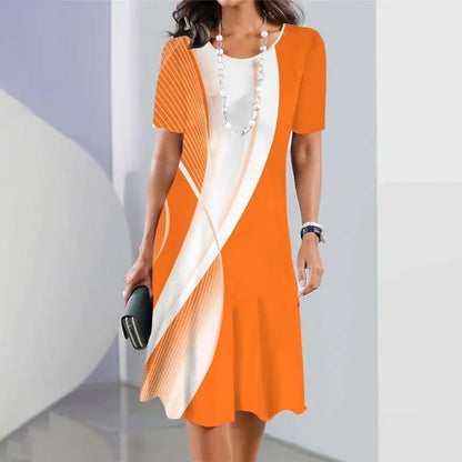 Lydia | Women's A line midi dress with printed hem detail