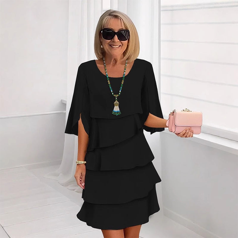 Riley | Women’s chic layered dress with puff sleeves