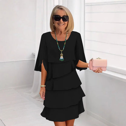 Riley | Women’s chic layered dress with puff sleeves