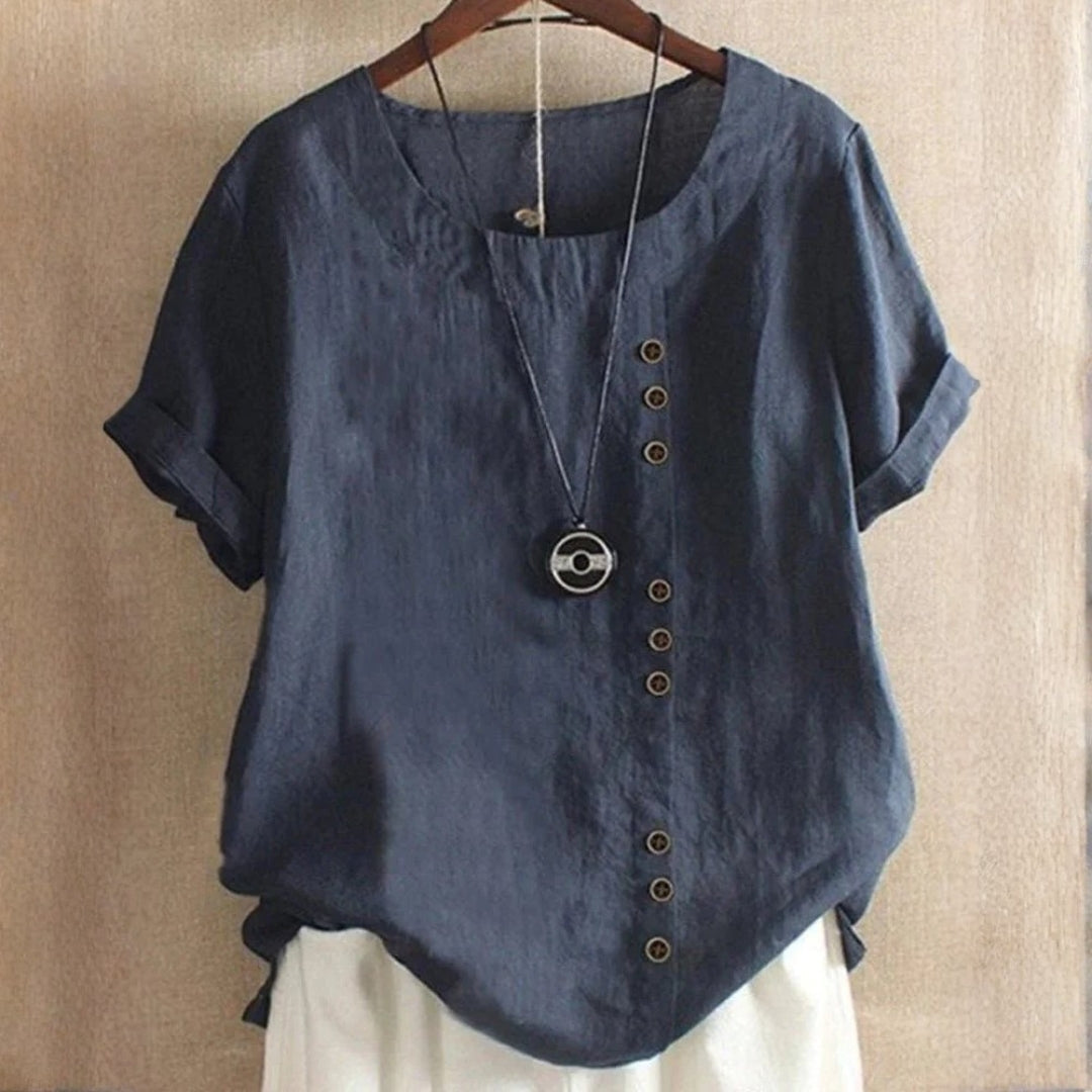 Claire | Women Casual Linen Blouse with Button Detail Design