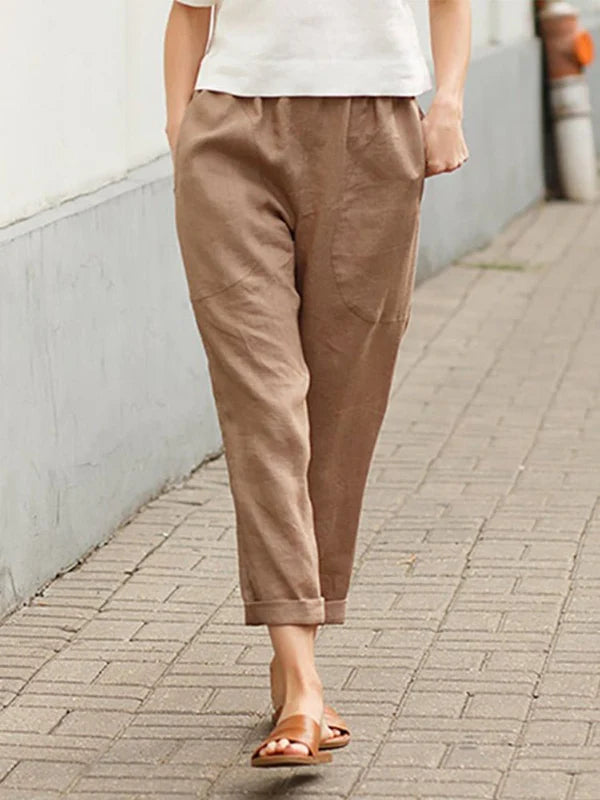 Arlette | Women’s Relaxed Mid-Rise Tapered Trousers | Comfortable